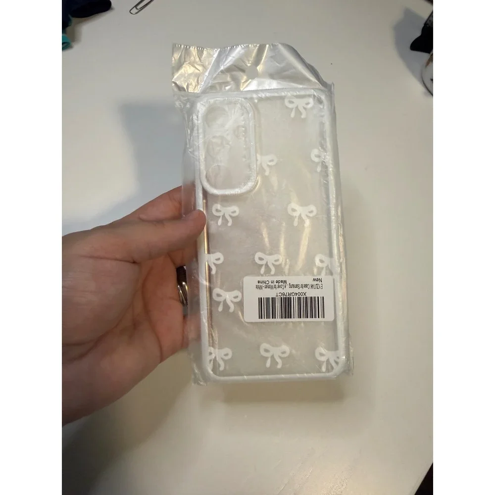 EYZUTAK Samsung Case White Bow Pattern Clear Coquette Phone Cover New